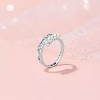Кольцо с микроинкрустацией из циркония, универсальное, искусственное жемчужное, женское, легкое, роскошное, нишевое, французское, открытое кольцо