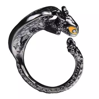 Кольцо с милым летающим драконом, модное женское индивидуальное кольцо с регулируемым размером открытия чёрный