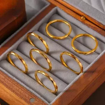 Кольцо с многогранным ромбом, титановая сталь не выцветает, простой дизайн, парное кольцо No. 6