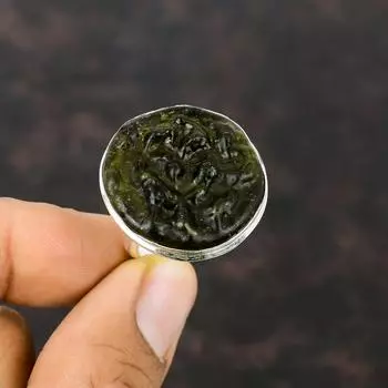 Кольцо с молдавитом, оригинальное кольцо с драгоценным камнем, кольцо из стерлингового серебра 925 пробы, регулируемое кольцо, ювелирные изделия с молдавитом, кольцо ручной работы, обручальное кольцо, подарок для нее Adjustable