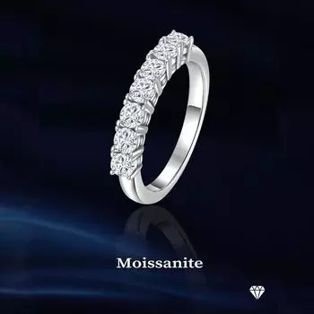 Кольцо с муассанитом 0,7 карата, однорядные кольца из стерлингового серебра 925 пробы с муассанитом 5 белый