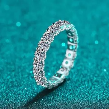 Кольцо с муассанитом 3 мм, серебро 925 пробы с позолотой, свадебное обручальное кольцо Eternity Band Patry, роскошные ювелирные изделия для женщин 5&US Size