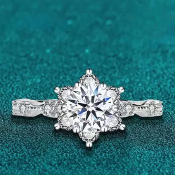 Кольцо с муассанитом 5 карат для женщин, кольцо с цветком и бриллиантом, стерлинговое серебро 925 пробы с позолотой GRA18K, свадебное кольцо для невесты 5