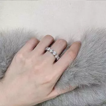 Кольцо с муассанитом 7 карат, 5 мм, стерлингового серебра 925 пробы, с золотым покрытием 18 карат, кольца для женщин, свадебное кольцо Eternity, вечерние ювелирные украшения 16