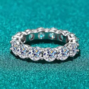 Кольцо с муассанитом 7 карат, 5 мм для женщин и мужчин, сверкающее круглой огранки, бриллиантовое кольцо, свадебное кольцо S925, серебро 5.5