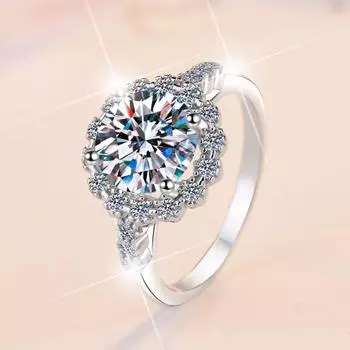 Кольцо с муассанитом цвета D, 2 карата, серебро S925, женское кольцо, обручальное кольцо с бриллиантом, обручальное кольцо, подарок для подруги 9