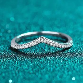 Кольцо с муассанитом цвета D, серебро 925 пробы, женский комплект колец, V-образное кольцо, обручальное кольцо, обручальное кольцо, подарок для подруги 9