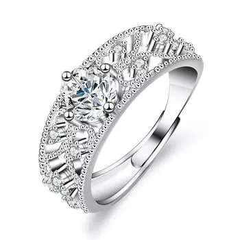 Кольцо с муассанитом цвета D, женское серебряное кольцо, кольцо с полым бриллиантом 0,8 карата, предложение обручального кольца, кольцо с бриллиантом, подарок для подруги, изысканный ювелирный подарок Opening is adjustable