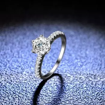 Кольцо с муассанитом цвета D, женское кольцо из стерлингового серебра 1 карат, обручальное кольцо с бриллиантом, подарок для подруги, изысканный ювелирный подарок 10