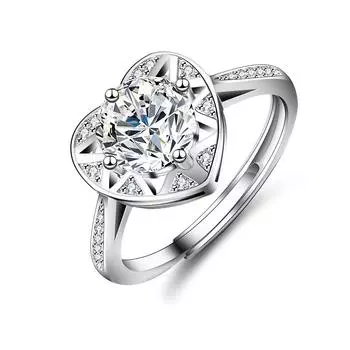 Кольцо с муассанитом цвета S925, кольцо из стерлингового серебра 925 пробы, кольцо в форме сердца с бриллиантом, женское обручальное кольцо, обручальное кольцо, подарок для подруги Opening is adjustable