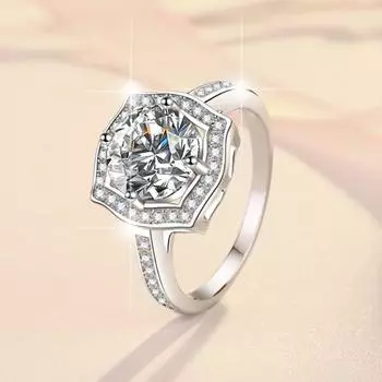 Кольцо с муассанитом цвета S925, женское кольцо из стерлингового серебра 925 пробы, кольцо 1/2 карата, обручальное кольцо с бриллиантом, обручальное кольцо, подарок для подруги 9