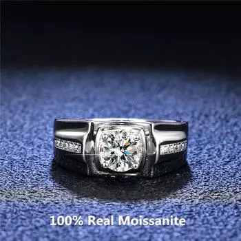Кольцо с муассанитом D, 1 карат, стерлинговое серебро 925 пробы, белое золото 18 карат, однотонные мужские и женские кольца, ювелирные изделия для свадебной вечеринки 7