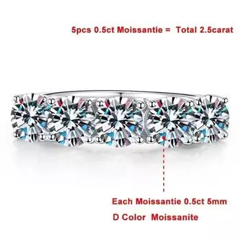 Кольцо с муассанитом для женщин, 5 мм, 6,5 мм, из стерлингового серебра S925, вечно сверкающее бриллиантовое кольцо, обручальные кольца, ювелирные изделия GRA 5