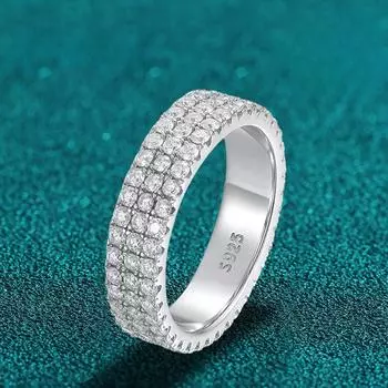 Кольцо с муассанитом из стерлингового серебра 925 пробы с позолоченным свадебным обручальным кольцом Eternity Band Patry, роскошные ювелирные изделия для женщин 5