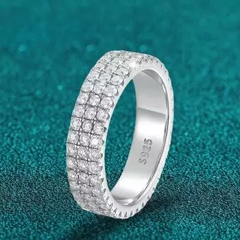 Кольцо с муассанитом из стерлингового серебра 925 пробы с позолоченным свадебным обручальным кольцом Eternity Band Patry, роскошные ювелирные изделия для женщин 6