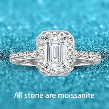 Кольцо с муассанитом изумрудной огранки 1,35 карата для женщин, цвет D, Vvs1, сверкающее обручальное кольцо с драгоценным камнем, 100% серебро S925, 18-каратное золото 5.5