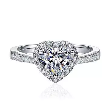 Кольцо с муассанитом в форме сердца, 1 карат, серебро 925 пробы с позолотой, свадебное обручальное кольцо Eternity, ювелирные изделия для женщин 5&US Size