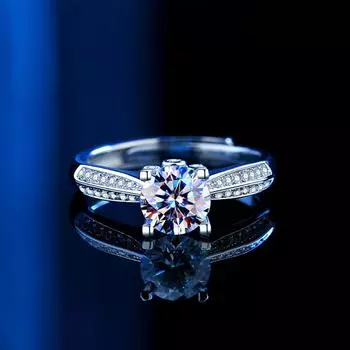 Кольцо с муассанитом, женское кольцо со звездой из стерлингового серебра 925 пробы, обручальное кольцо в каратах, подруга, предложение на день святого Валентина, кольцо с бриллиантом, подарок Adjustable opening