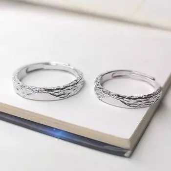 Кольцо с надписью Регулируемые парные кольца Полированные белые Подарок на годовщину свадьбы Кольца унисекс в простом стиле Знак любви