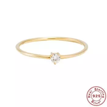 Кольцо с настоящим бриллиантом цвета D с муассанитом 0,1 карата, классическое с тремя когтями, посеребренное кольцо S925 из 18-каратного золота для женщин No. 6 золотой