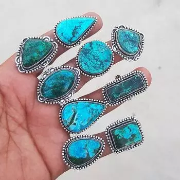 Кольцо с натуральной бирюзой, кольцо с настоящим драгоценным камнем бирюзой, посеребренные кольца 925 пробы, оптовая партия, кольцо для свадьбы и вечеринки, женское кольцо 5-10 Mix синий