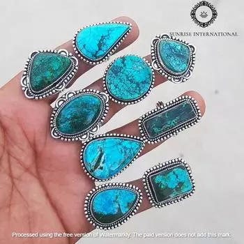 Кольцо с натуральной бирюзой, кольцо с настоящим драгоценным камнем бирюзой, посеребренные кольца 925 пробы, оптовая партия, кольцо для свадьбы и вечеринки, женское кольцо free Size 5 Pcs синий