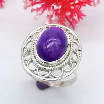 Кольцо с натуральным аметистом для подарка ювелирные изделия ручной работы из стерлингового серебра 925 пробы 6 серебряный