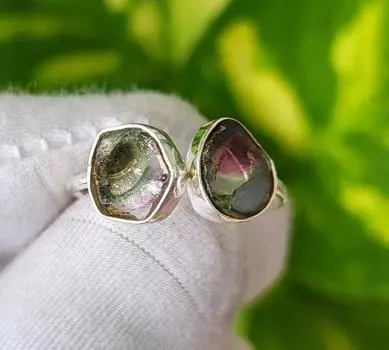 Кольцо с натуральным арбузным турмалином, серебро 925 пробы, размер 8, США, подарок 8 US