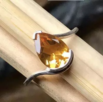 Кольцо с натуральным цитрином, кольцо из цельного серебра 925 пробы, штабелируемое кольцо, кольцо с камнем, дизайнерское кольцо, женские украшения 6