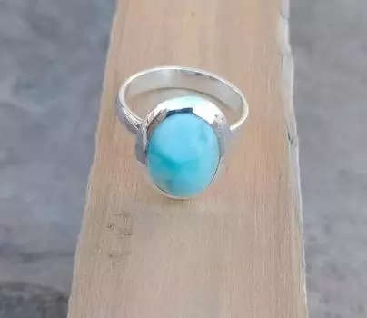 Кольцо с натуральным драгоценным камнем ларимар, серебряное кольцо 925 пробы, овальное кольцо с кабошоном, дизайнерское кольцо ручной работы, кольцо с камнем рождения, рождественский подарок ко Дню святого Валентина 6