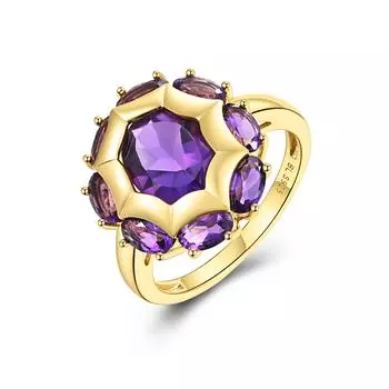 Кольцо с натуральным драгоценным камнем, южноафриканским аметистом, женское модное кольцо из стерлингового серебра 925 пробы, легкие роскошные ювелирные изделия, юбилейная вечеринка us ring size 7# фиолетовый