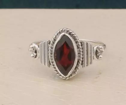 Кольцо с натуральным драгоценным камнем из красного граната для мужчин, кольцо с драгоценным камнем из стерлингового серебра для нее, минималистское кольцо ручной работы, кольцо с пасьянсом для женщин 5 US