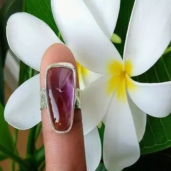 Кольцо с натуральным двухцветным аметрином из стерлингового серебра 925 пробы, размер 6, рождественский подарок 6 US