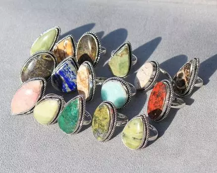 Кольцо с натуральным кристаллом, винтажные кольца с украшениями ручной работы, кольца хиппи, серебряные кольца для женщин, кольца с кристаллами, массивные кольца, кольца в стиле бохо в подарок 6-9 фиолетовый