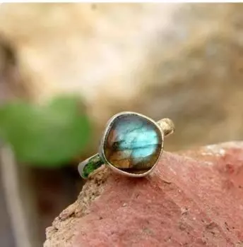 Кольцо с натуральным лабрадоритом, кольцо из стерлингового серебра 925 пробы, кольцо ручной работы, кольцо унисекс, подарок для нее, серебряные украшения 6