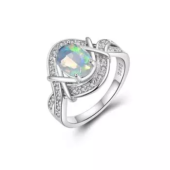 Кольцо с натуральным опалом овальной формы 6*8 мм, настоящие драгоценные камни, изысканные ювелирные изделия, серебро 925 пробы, подарок на свадьбу, день рождения us ring size 7# белый