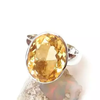 Кольцо с натуральным овальным цитрином, кольцо ручной работы, ювелирные изделия с драгоценными камнями, кольцо с безелем, кольцо унисекс, юбилейное кольцо, серебро 925 пробы 6