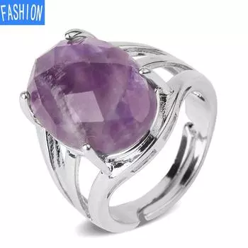 Кольцо с натуральным овальным граненым кристаллом в подарок Tiger-Eye