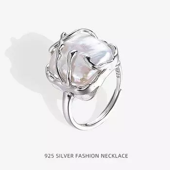 Кольцо с натуральным пресноводным жемчугом для женщин, ювелирные изделия, женский подарок, элегантный классический простой стиль, серебро 925 пробы