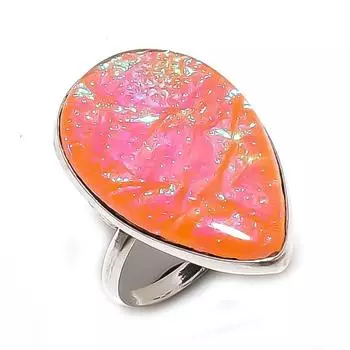 Кольцо с натуральным розовым опалом, драгоценным камнем, стерлинговое серебро 925 пробы, размер 7 q3S37