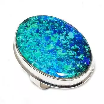 Кольцо с натуральным синим триплетным опалом из стерлингового серебра 925 пробы, размер 8, d2A30