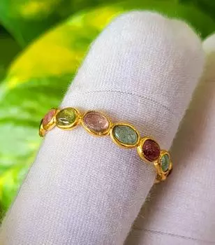 Кольцо с натуральным турмалином из стерлингового серебра 925 пробы, размер 9,5 США, подарок A34 9.5 US