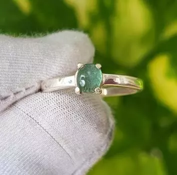 Кольцо с натуральным турмалином Параиба из стерлингового серебра 925 пробы, размер 5,5, США A26 5.5 US