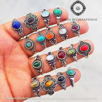 Кольцо с натуральными драгоценными камнями, кольцо ручной работы с различными кристаллами, кольцо для женщин, посеребренное кольцо, оптовая продажа ювелирных изделий! Free Size красный
