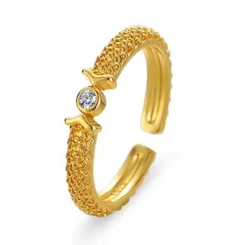 Кольцо с нерегулярной текстурой из циркона, индивидуальное геометрическое кольцо с бриллиантами, ювелирное изделие с открытым кольцом adjustable золотой