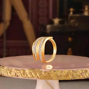 Кольцо с нерегулярными бриллиантами, титановая сталь, покрытая 18-каратным настоящим золотом, ретро-дизайн No. 6