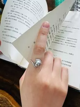 Кольцо с одним жемчугом Qiqi, слегка инкрустированное, нишевый дизайн, высококачественное корейское кольцо, небольшой свежий темперамент серый