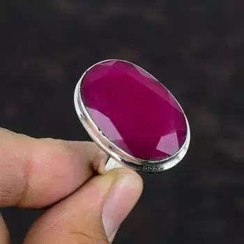 Кольцо с ограненным кашмирским рубином, драгоценный камень, ювелирные изделия ручной работы, кольцо из стерлингового серебра 925 пробы, регулируемое кольцо, эффектное кольцо, подарки на годовщину, серебряные ювелирные изделия