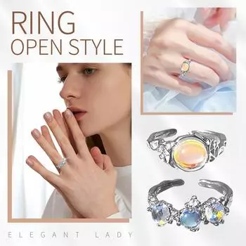 Кольцо с открытой текстурой камня, нерегулярная текстура, прозрачное и крутое, 2 шт. One Size белый