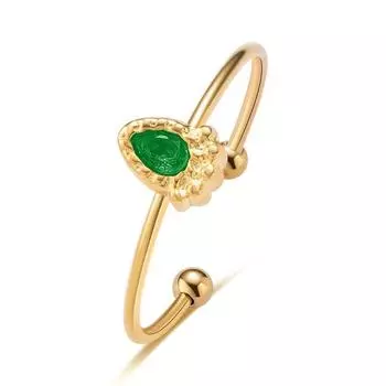 Кольцо с открытым циркониевым покрытием цвета капли воды, титановая сталь, покрытая настоящим золотом, не выцветает, французское изысканное регулируемое кольцо из нержавеющей стали Opening adjustable